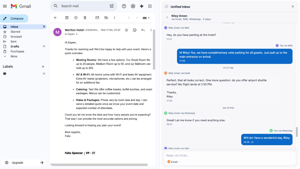 Venli unified inbox for guest messaging across channels